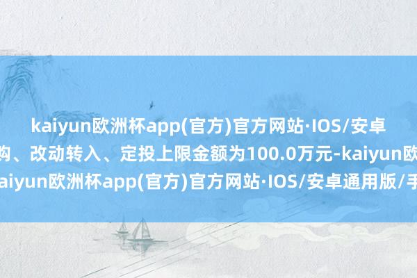 kaiyun欧洲杯app(官方)官方网站·IOS/安卓通用版/手机APP下载申购、改动转入、定投上限金额为100.0万元-kaiyun欧洲杯app(官方)官方网站·IOS/安卓通用版/手机APP下载